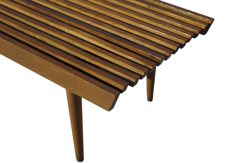 George Nelson Style Wood Slat Bench and Coffee Table 2