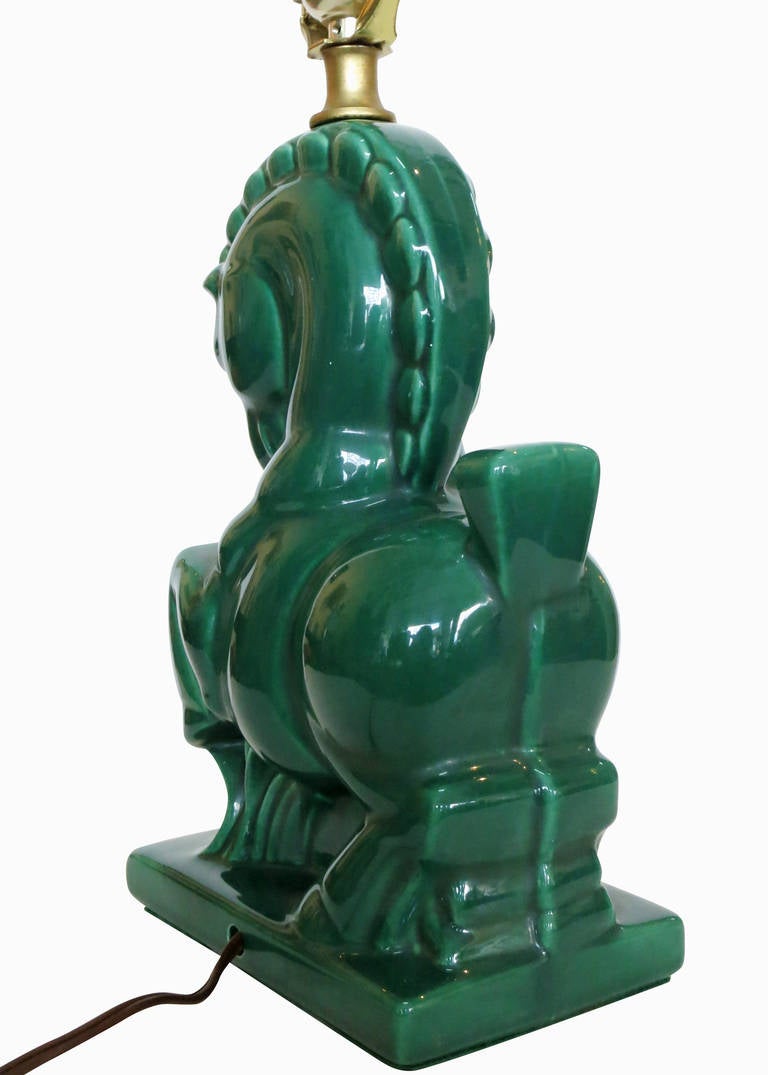 Mid-20th Century Mid-Century Ceramic Prancing Horse Table Lamp, Pair