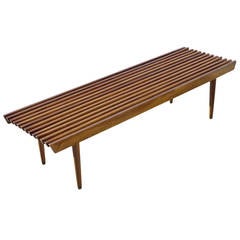 George Nelson Style Wood Slat Bench and Coffee Table