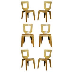 Rare Set of Six Bent Plywood Side Chairs by Thaden-Jordan Furniture 12