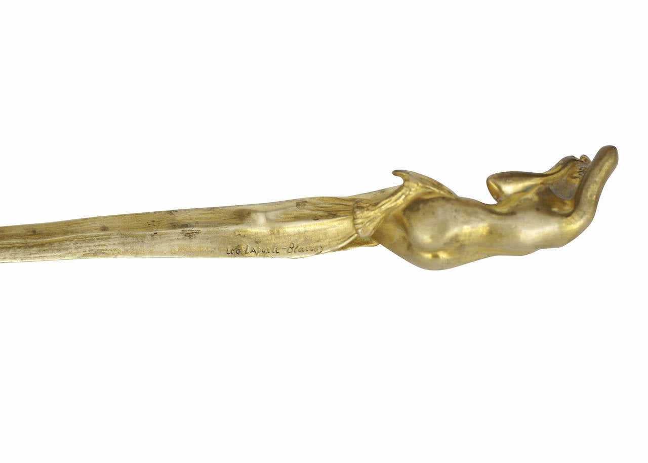 Art Nouveau Gilt Nude Letter Opener by Leo Laporte Blairsy, 1900 In Good Condition In Van Nuys, CA