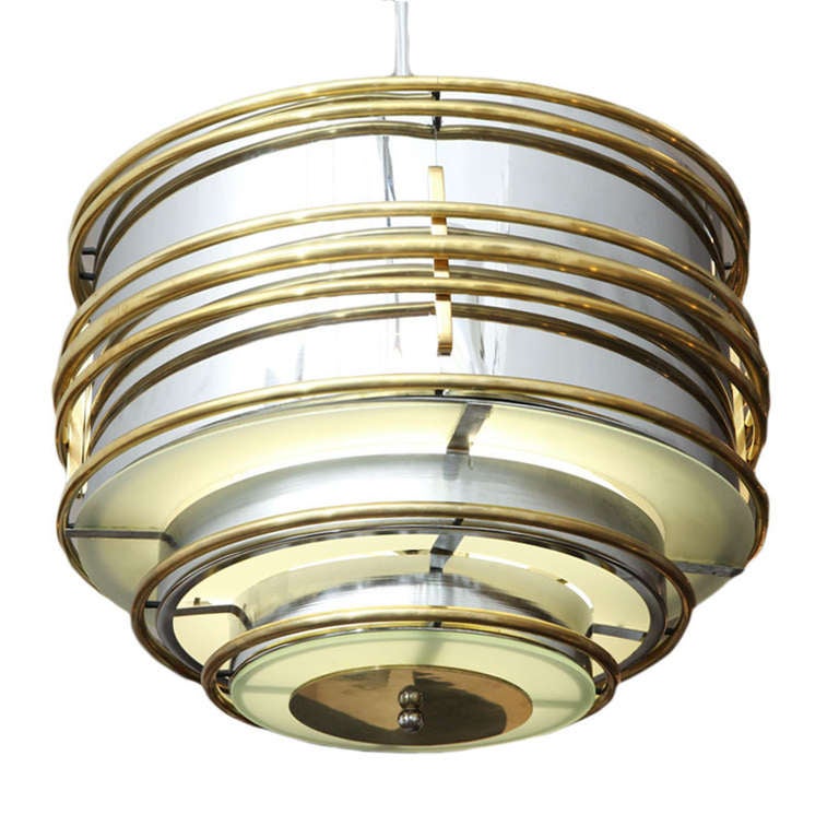 Machine Age ceiling fixture featuring a chrome base with brass accents.
Search all my listing for My  