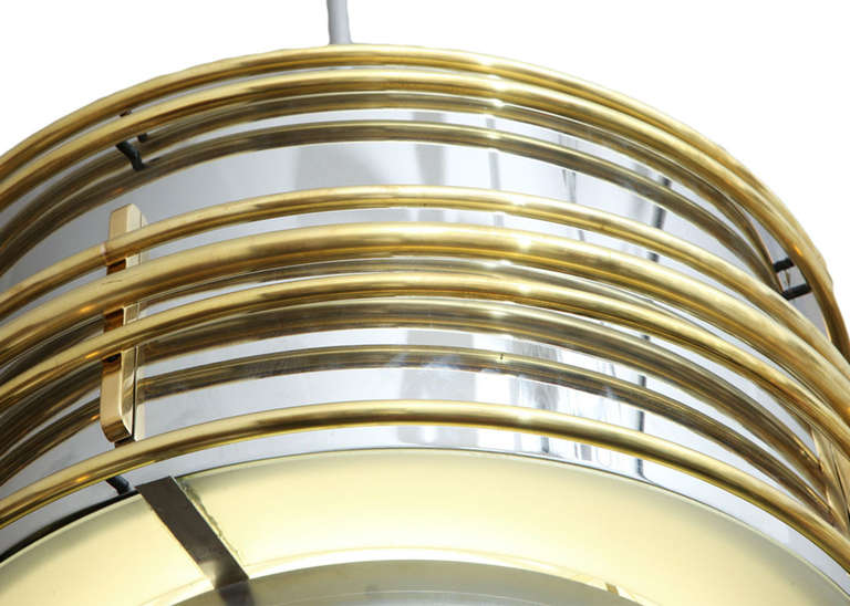 Mid-20th Century Machine Age Chrome & Brass Streamline Ceiling Light **Saturday Sale**