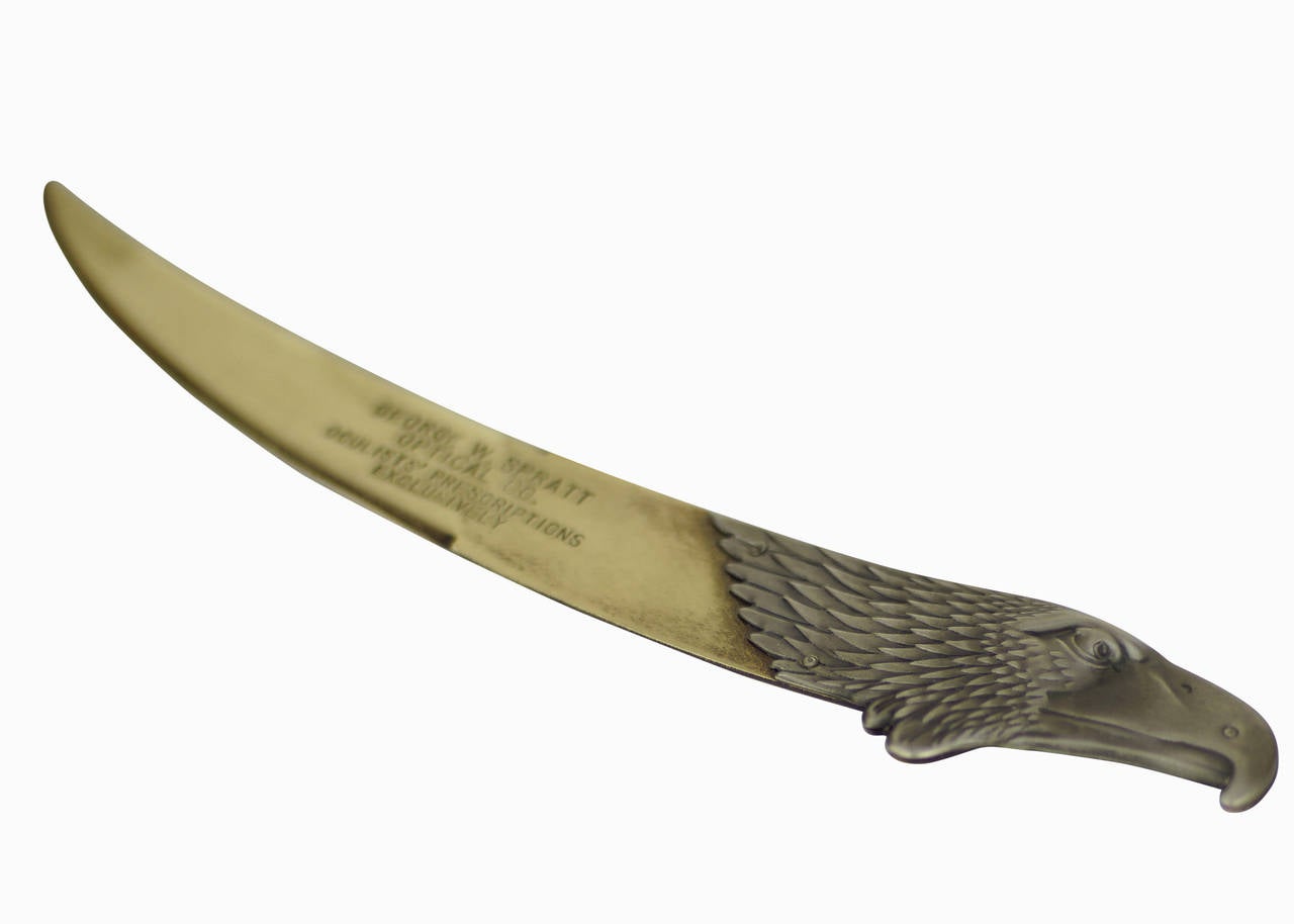 Brass and Pewter Bald Eagles Head Letter Opener