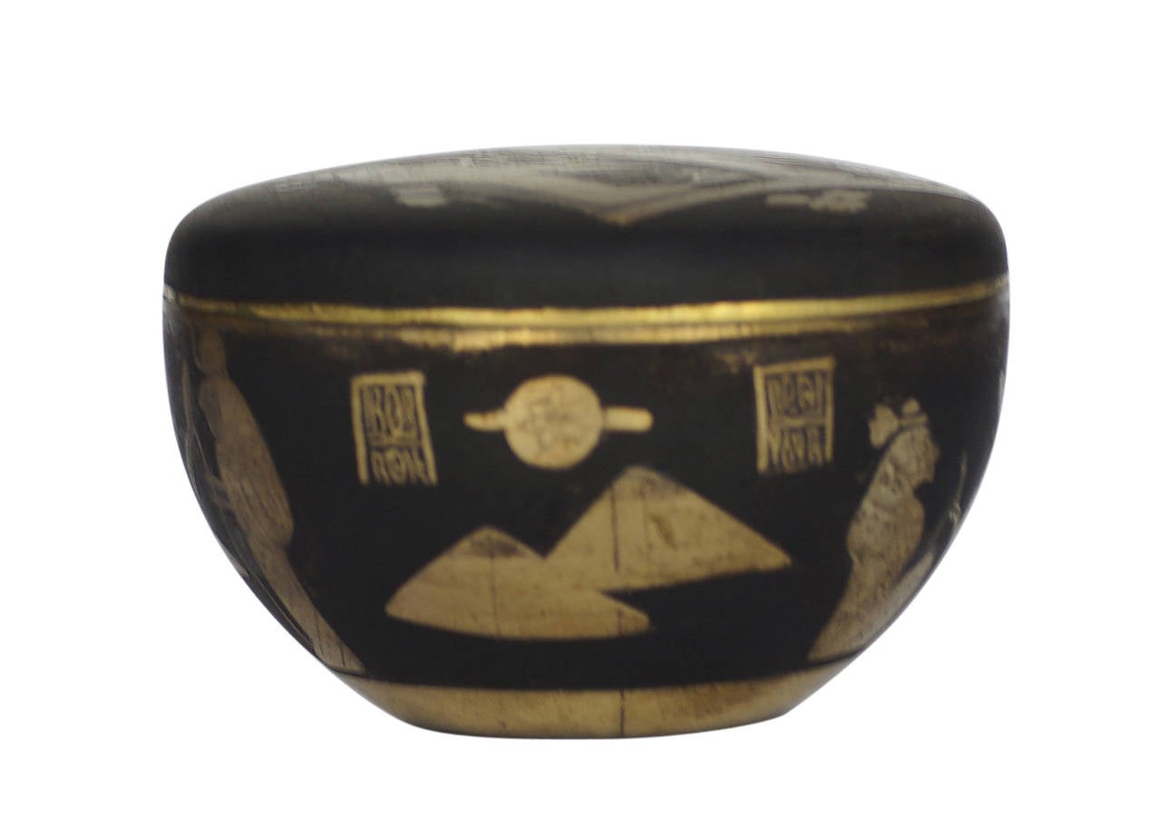 Brass Egyptian Revival Damascene Decorative Box