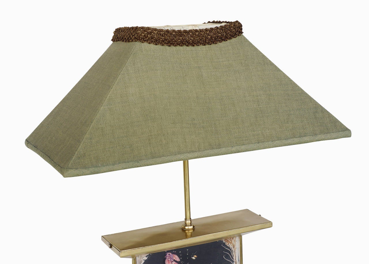 MidCentury Brass Aquarium Light Up Lamp For Sale at 1stdibs