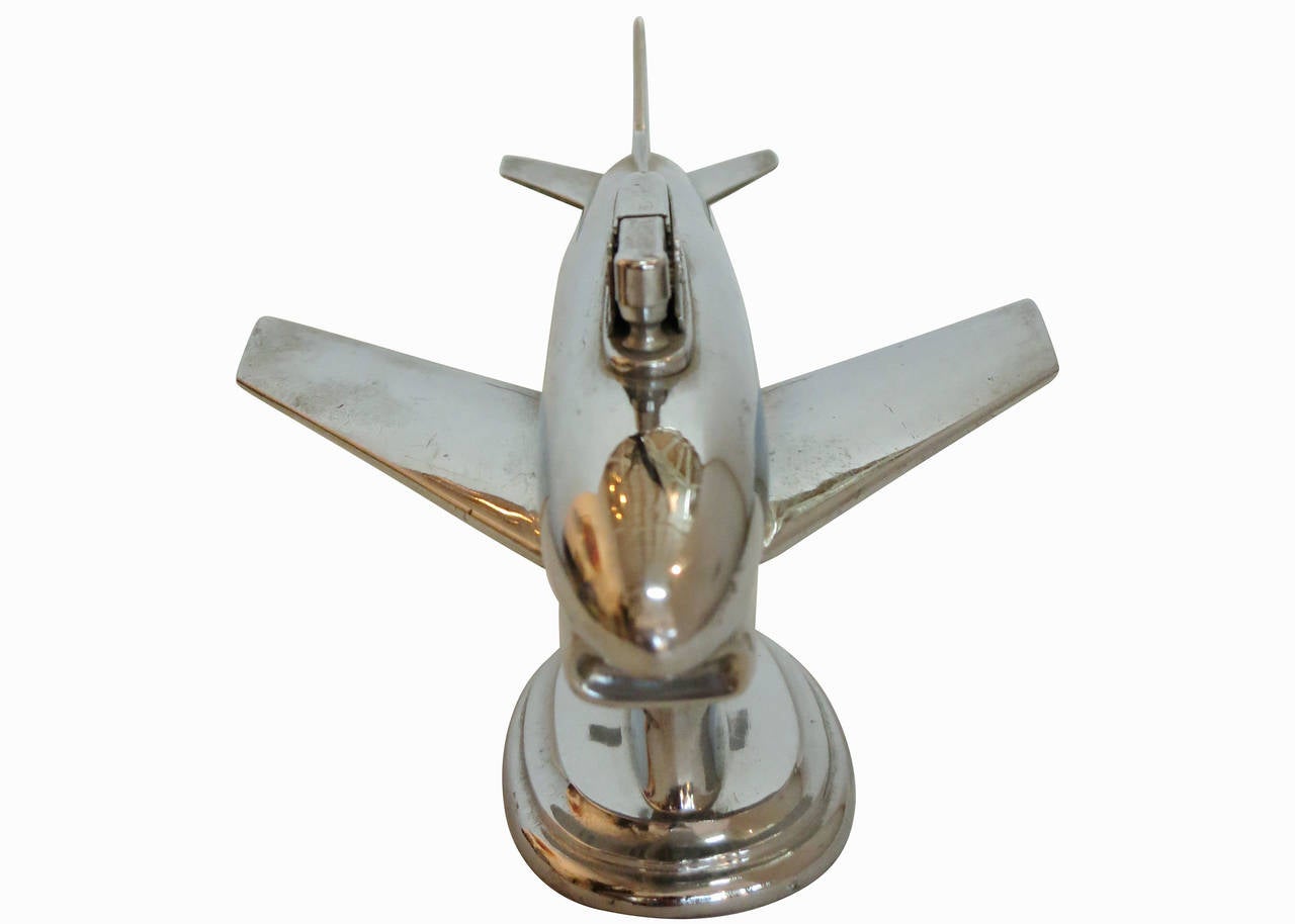Mid-20th Century Mid-Century Chrome Jet Airplane Table Lighter by Ruby