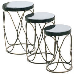 Nesting Table Set with Twist Brass Frame