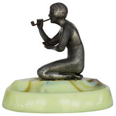 Nude Art Deco Smoking Flapper Slag Glass Ashtray by Houzex 8