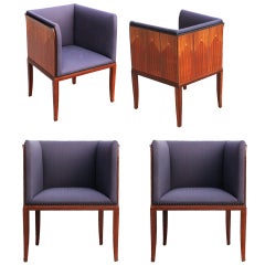 Eliel Saarinen Art Déco "House Arm Chairs":: ensemble de quatre pièces
