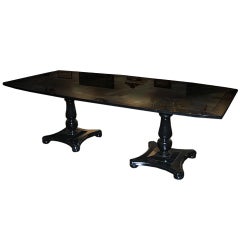 1940s Lacquered Italian Dining Table with Marbleized Glass Top
