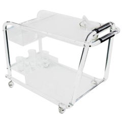Mid-Century Lucite Bar Cart with Chrome Accents ** Saturday Sale ** 12