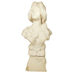 Victorian Female Bust Entitled "The Life" in Hand Carved Alabaster