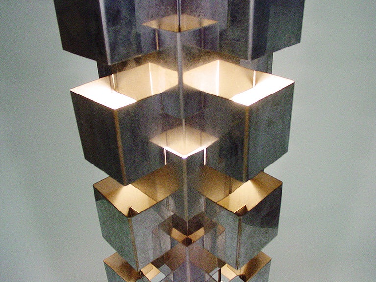 Brutalist Curtis Jere Skyscraper Floor Lamp in Chrome