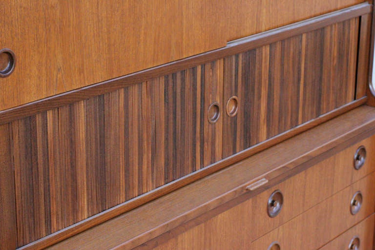 Scandinavian Modern Danish Teak Credenza/Hutch with Bar Table