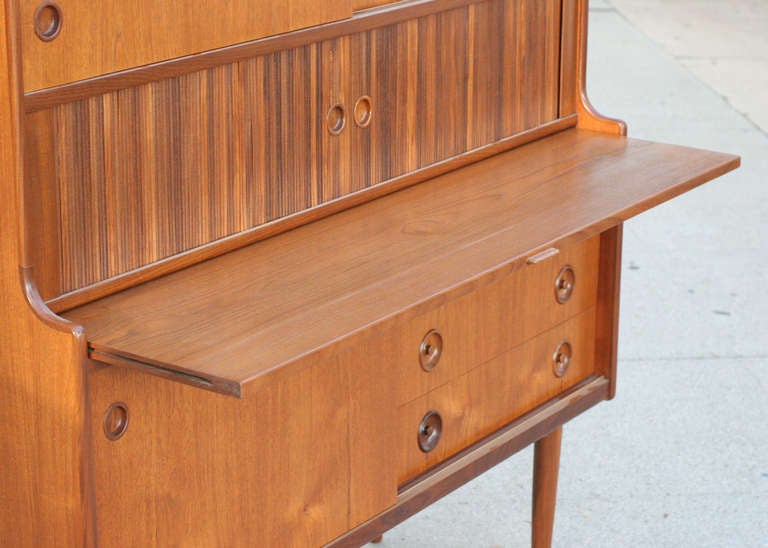 Danish Teak Credenza/Hutch with Bar Table 4