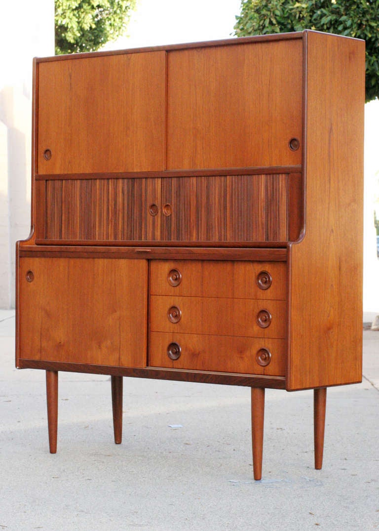 Danish Teak Credenza/Hutch with Bar Table 5