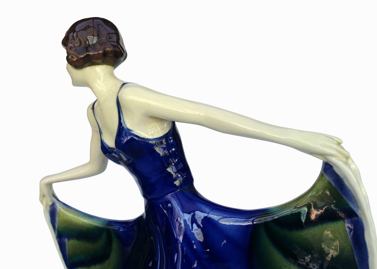 Josef Lorenzl for Goldscheider Peacock Dress Female Flapper 2