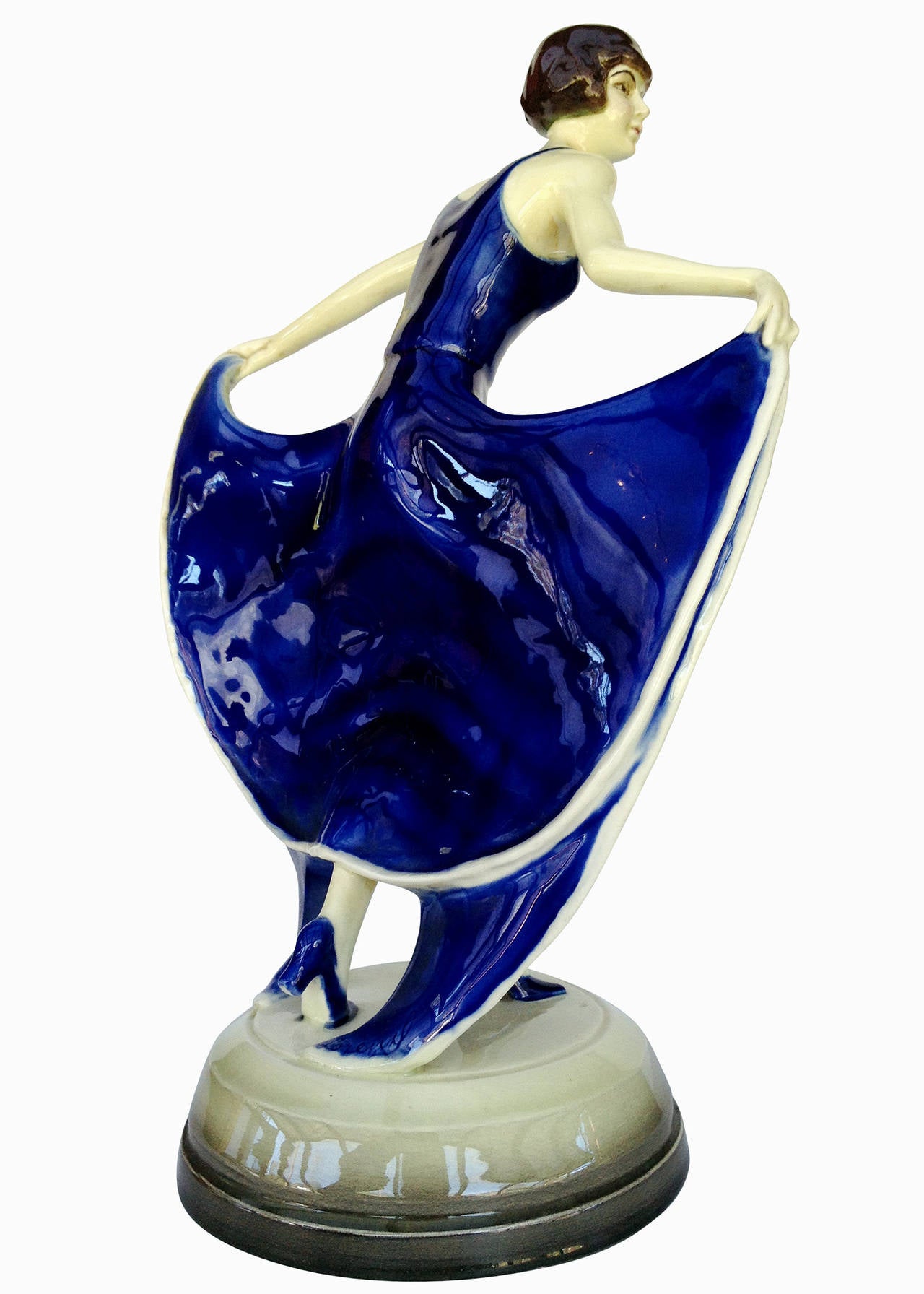 Austrian Josef Lorenzl for Goldscheider Peacock Dress Female Flapper