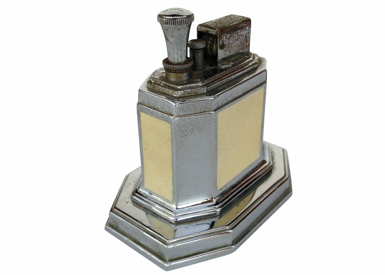 Mid-20th Century Ronson Scotty Dog Touch Tip Lighter and Clock Tower