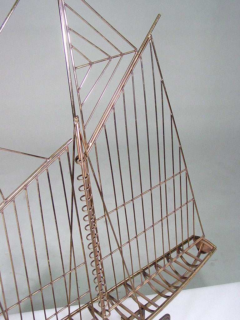 American Curtis Jeré Skeleton Sailboat Sculpture in Brass