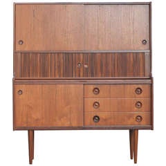 Vintage Danish Teak Credenza/Hutch with Bar Table