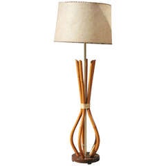 Restored Mid-Century French Rattan Pole Lamp 10