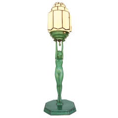 Vintage Frankart L210 Nude Sculptural Table Lamp with Stepped Shade