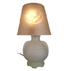 Frosted Glass Crescent Moon Boudoir Lamp, circa 1920 **Saturday Sale** 8