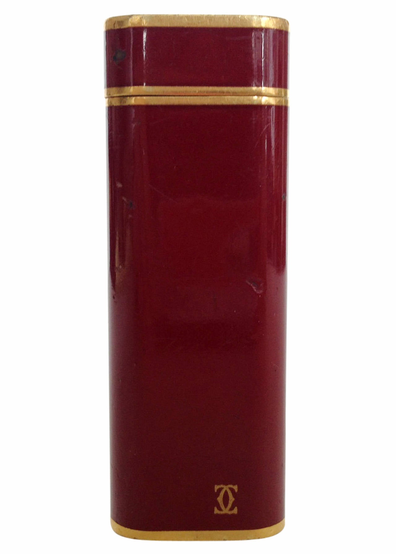 Modern Burgundy Enamel Cartier Pocket Lighter