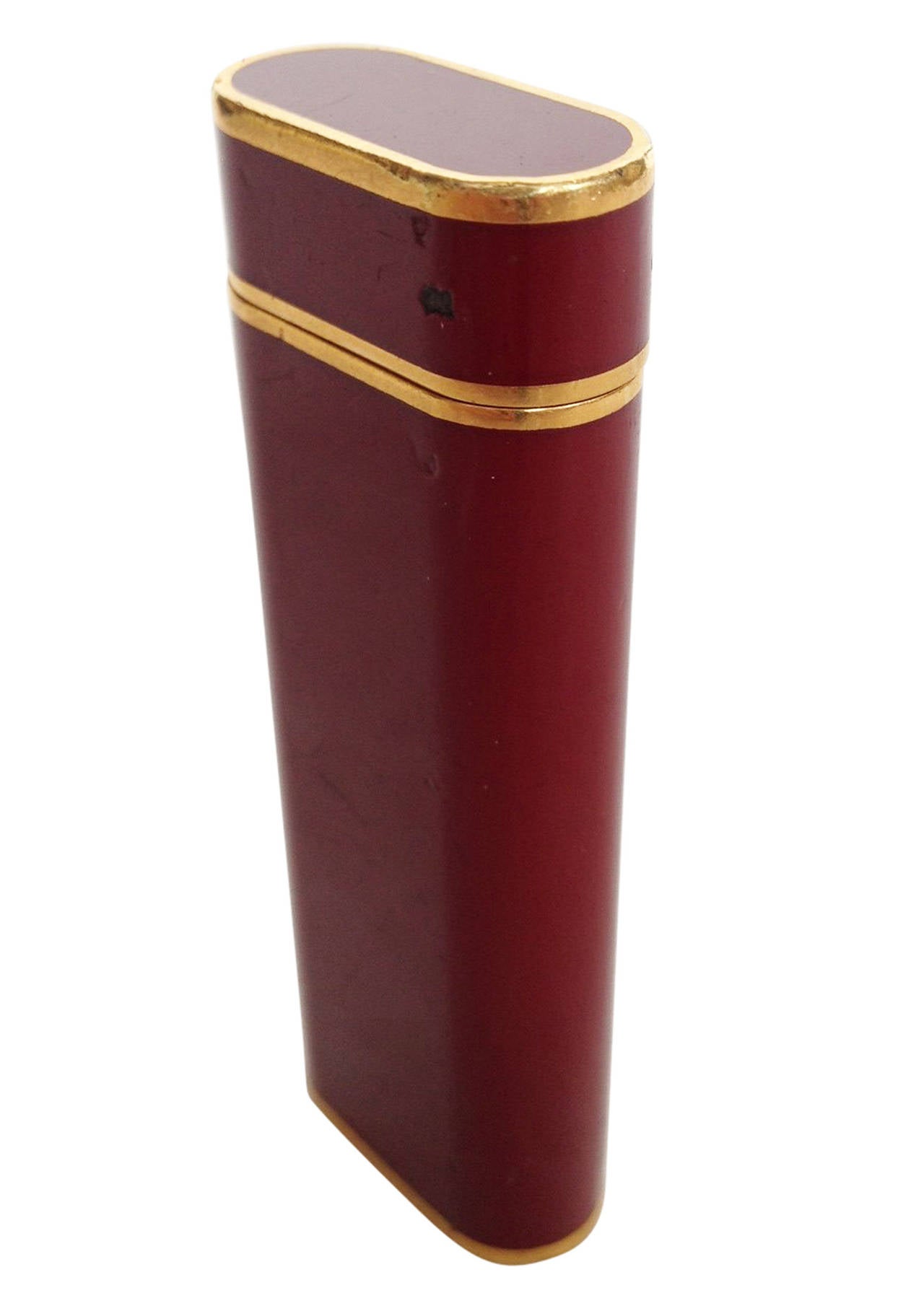 French Burgundy Enamel Cartier Pocket Lighter