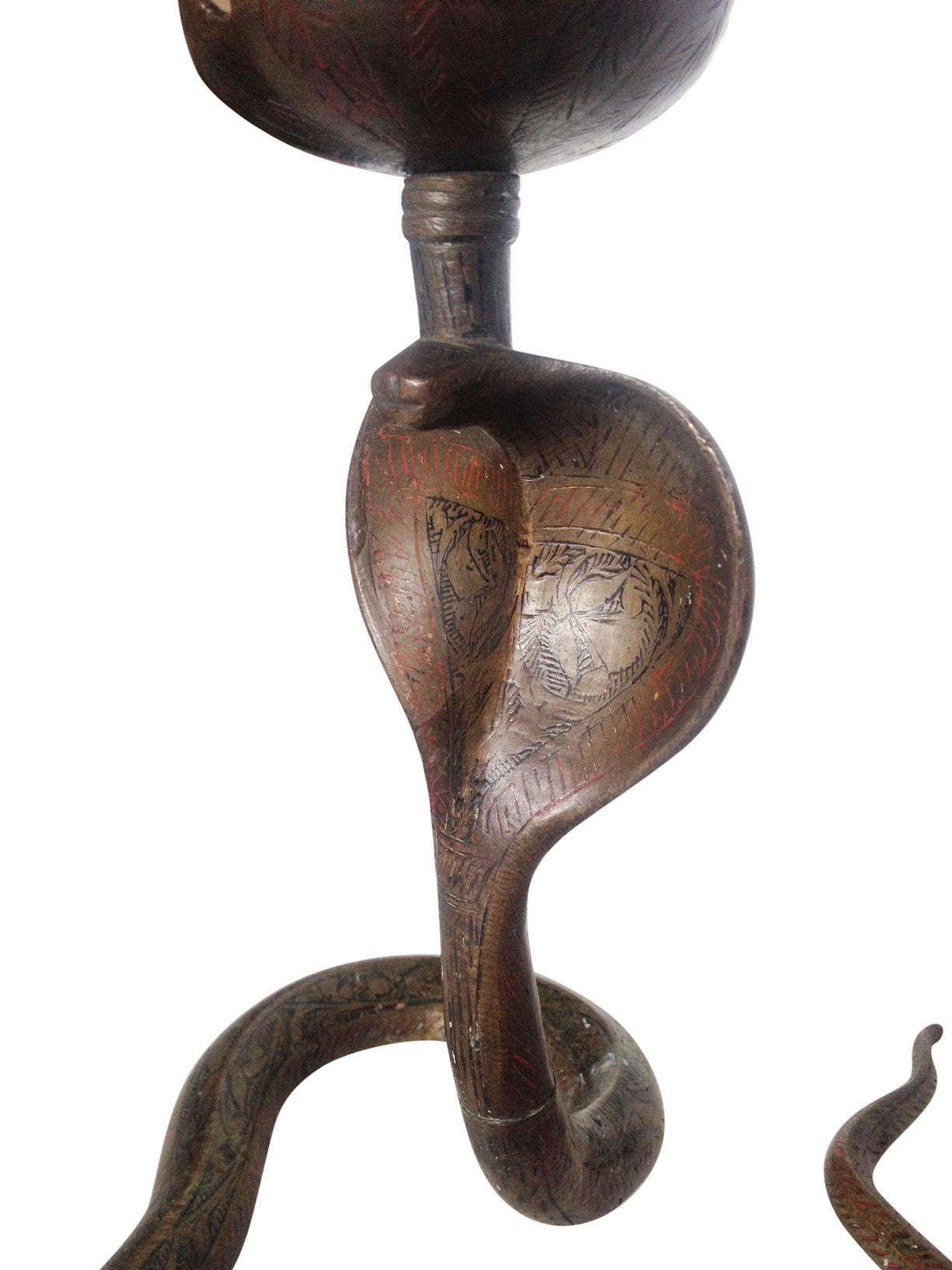 Bronze Indian Cobra Snake Candleholder, Pair 4