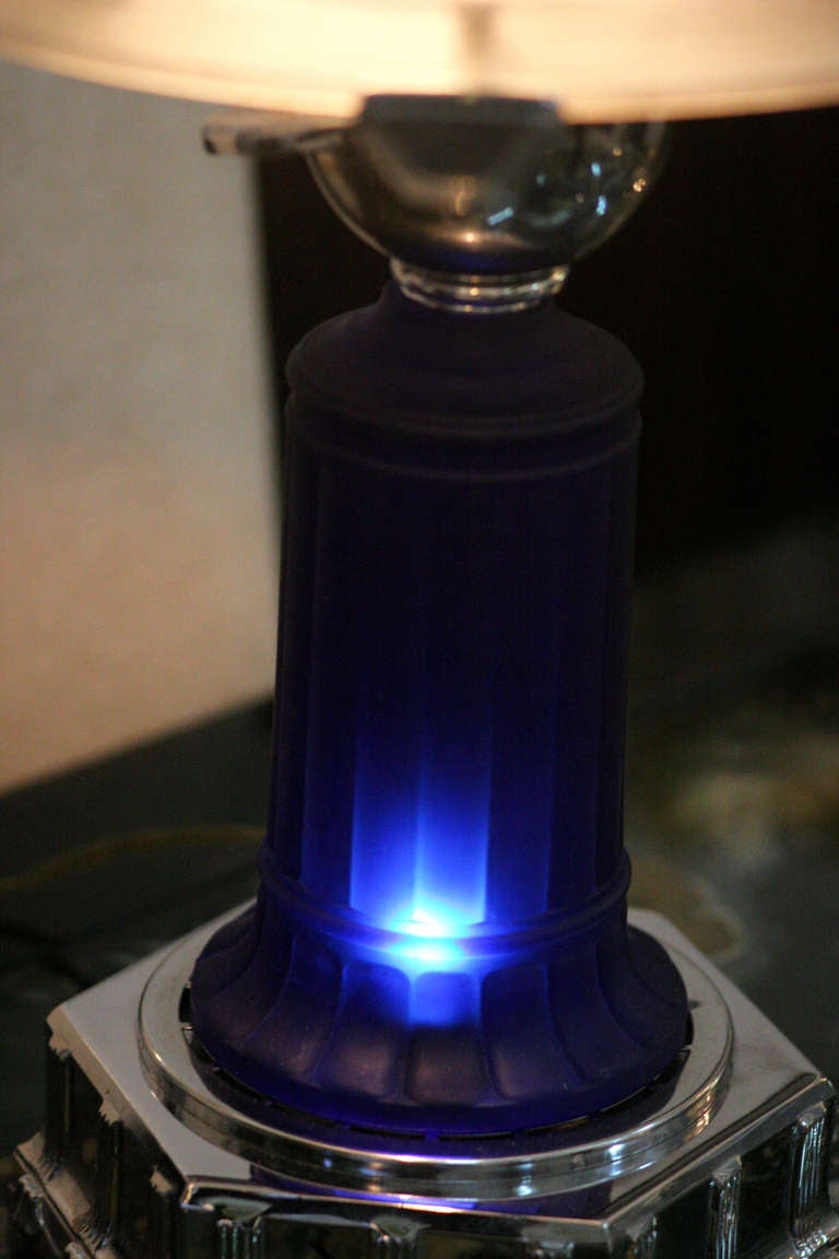 Vianne Glass Art Deco Styled Cobalt Table Lamp 1