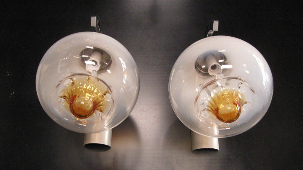 Murano Glass Sconces by AV Mazzega, Pair