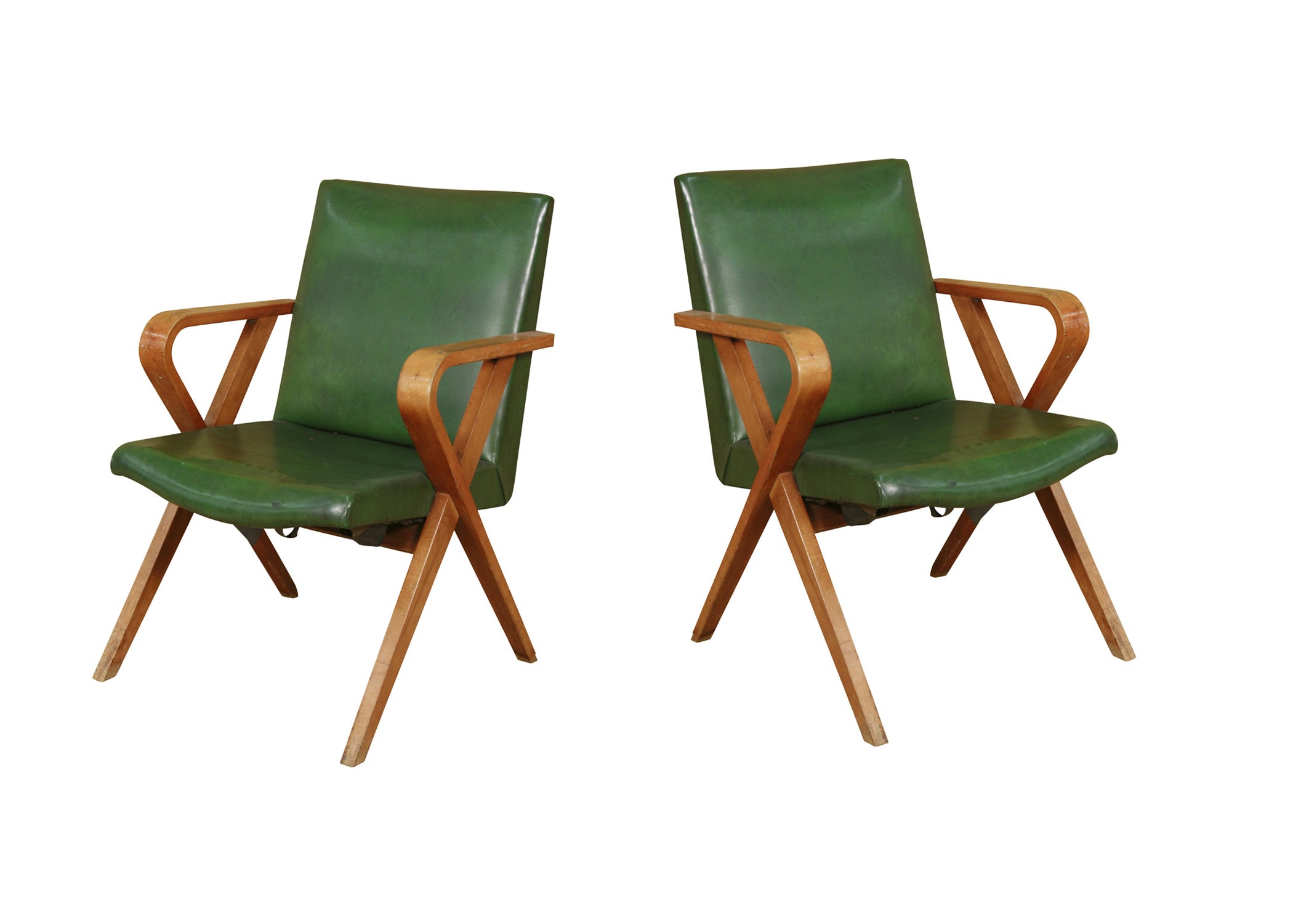 Mid-Century Modern Thonet Bentwood Upholstered Armchairs, Pair