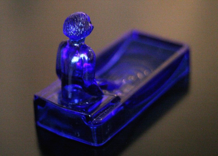 American Art Deco Style H. Hoffman Blue Glass Soap Dish
