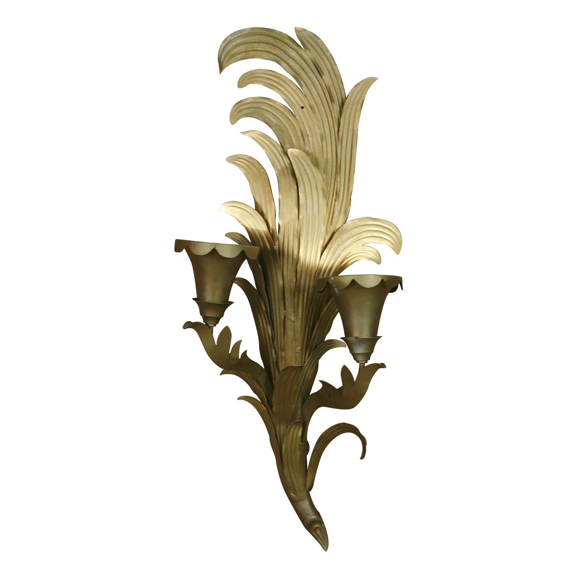 Large-Scale Art Deco Gilt Palm Sconce from Historic May Department Store
