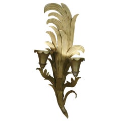 Large-Scale Art Deco Gilt Palm Sconce from Historic May Department Store
