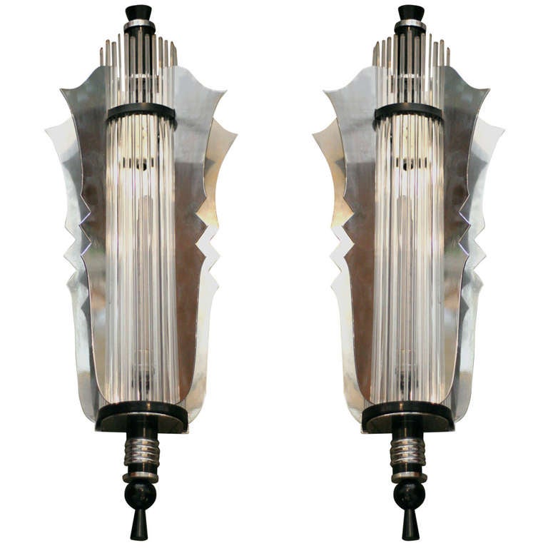 Grand Theater Art Deco Wall Sconce, Pair at 1stDibs