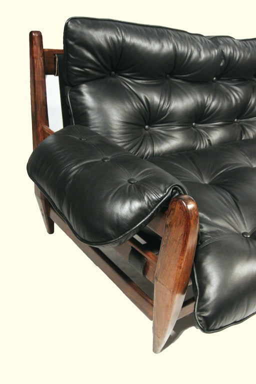 Brazilian Rosewood and Leather Sofa by Sergio Rodrigues 