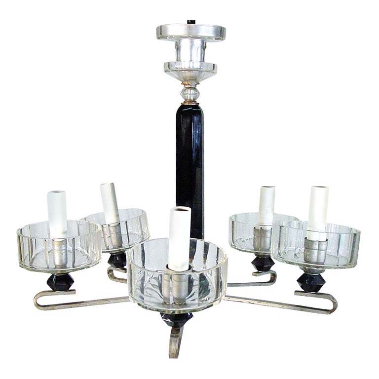 Glamorous French Art Deco Cut Crystal Chandelier At 1stdibs