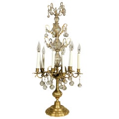 French 19th Century Crystal and Glass Girandole Table Lamp **Saturday Sale** 7