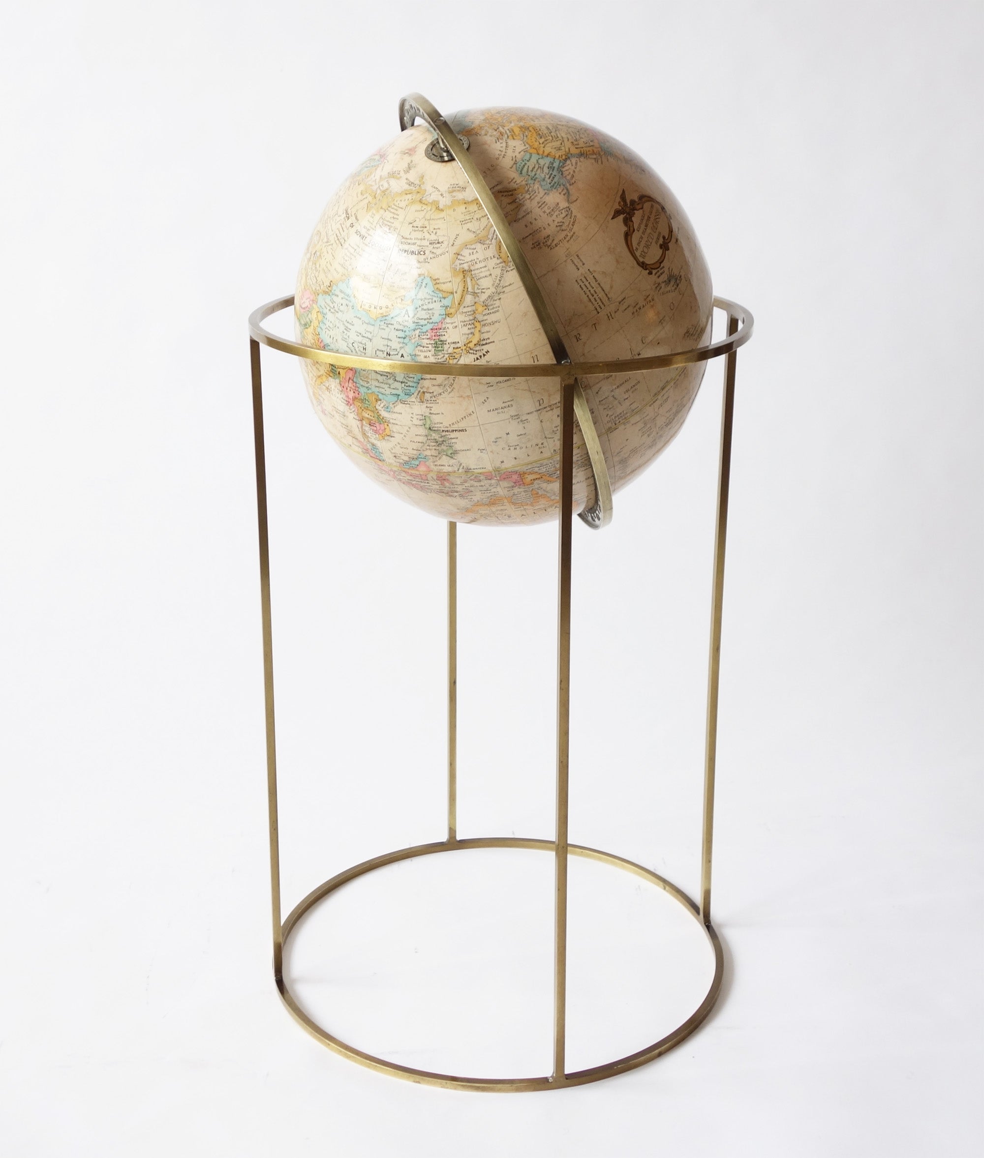 VIntage Globe on Brass Stand For Sale
