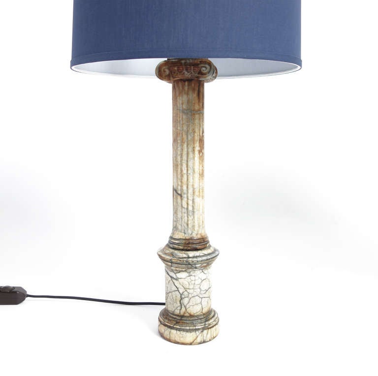 20th Century Pair of Marble Ionic Column Lamps