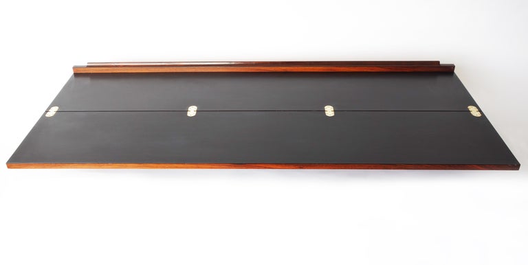Wall-mounted Rosewood Three-drawer Flip Top Desk by Arne Hovmand Olsen In Excellent Condition In New York, NY