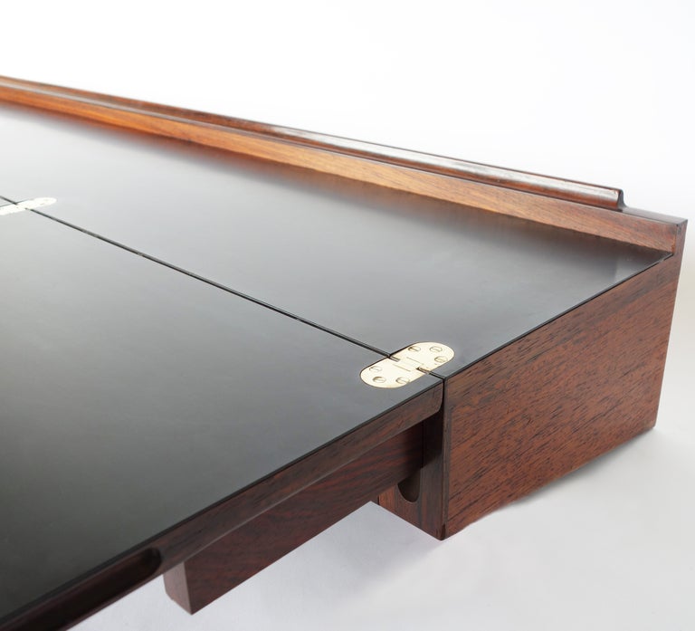 Mid-20th Century Wall-mounted Rosewood Three-drawer Flip Top Desk by Arne Hovmand Olsen