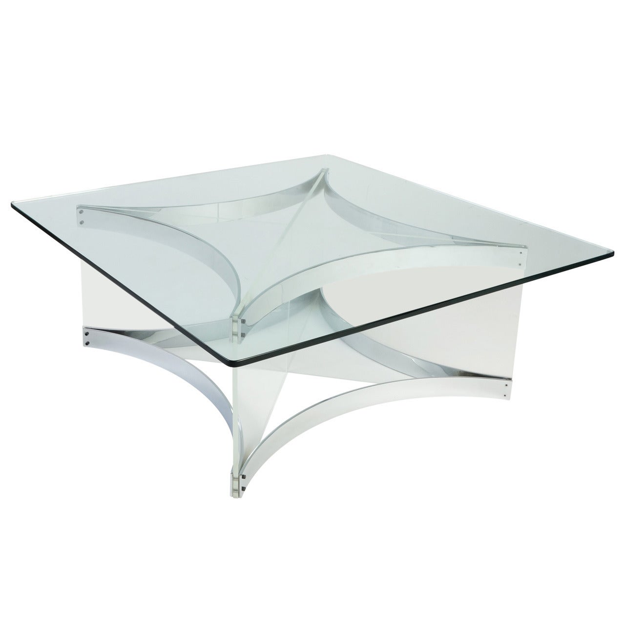 Lucite and Chrome Coffee Table by Alessandro Albrizzi For Sale