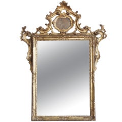Antique 18th Century Italian Rococo Gilt Wood Mirror