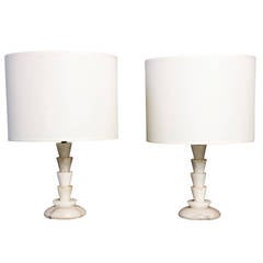 Elegant Pair of French Alabaster Table Lamps