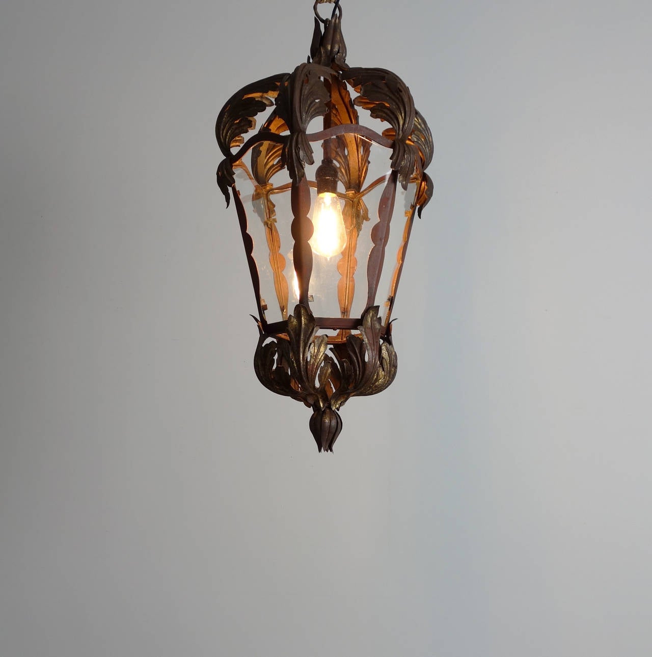 Baroque Wonderful Hand-Forged and Gilt Lantern For Sale